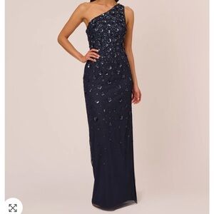 Worn once - Adrianna Papell one-shoulder floral appliqué dress